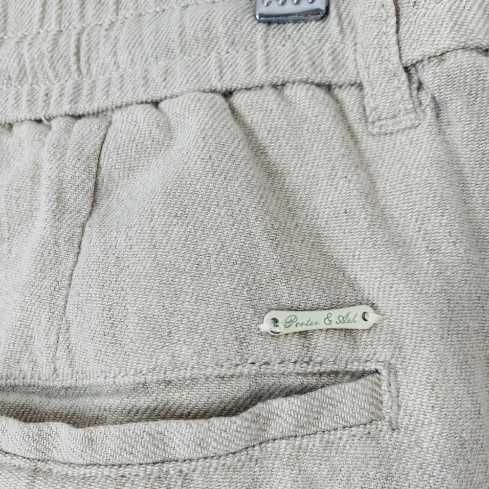 Porter & Ash Linen Blend Pants Men XL Beige Pleated Coastal Resort Quiet Luxury